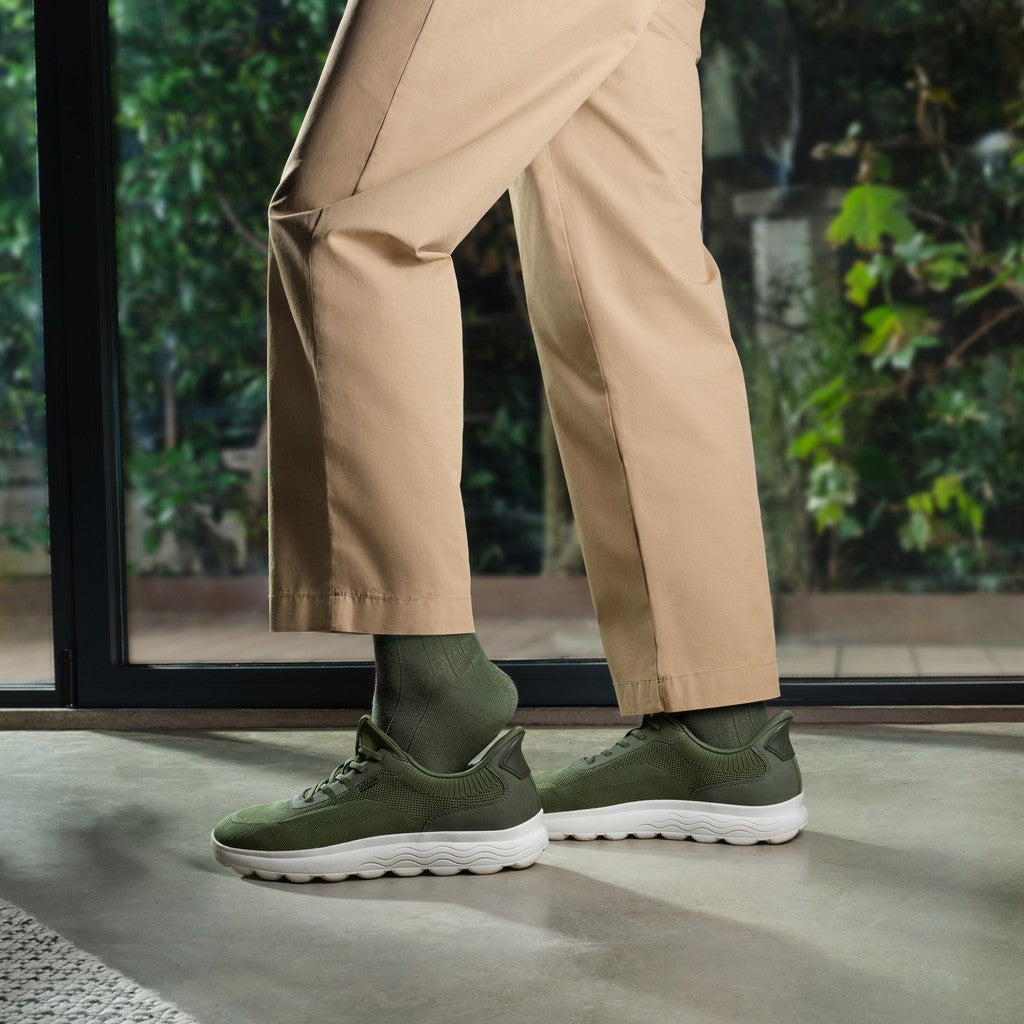 Sneakers Uomo GEOX Spherica Plus Militare Calzata Fast In Senza Mani