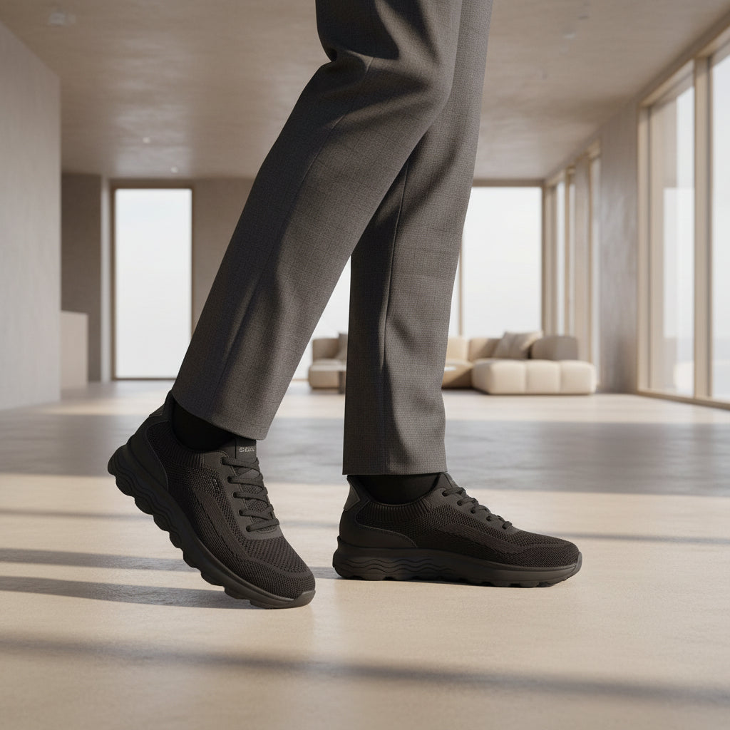 Sneakers Uomo GEOX Spherica Plus Nero Calzata Fast In Senza Mani