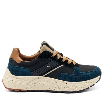 Sneakers Uomo FRAU Scamosciato Blu tessuto Marrone