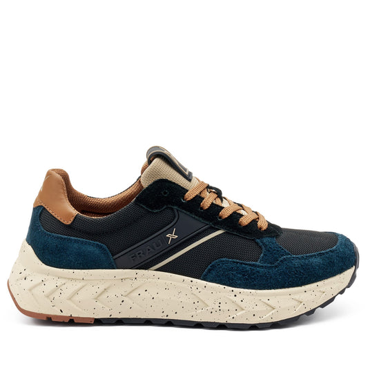 Sneakers Uomo FRAU Scamosciato Blu tessuto Marrone