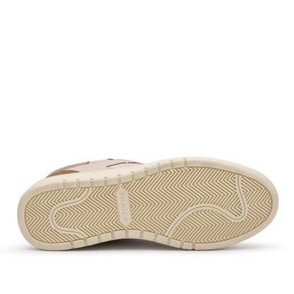 Sneakers Uomo Frau in Pelle Vintage Cuoio e Off White Urban Retro'