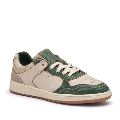 Sneakers Uomo Frau in Pelle Vintage Verde e Off White Urban Retro'