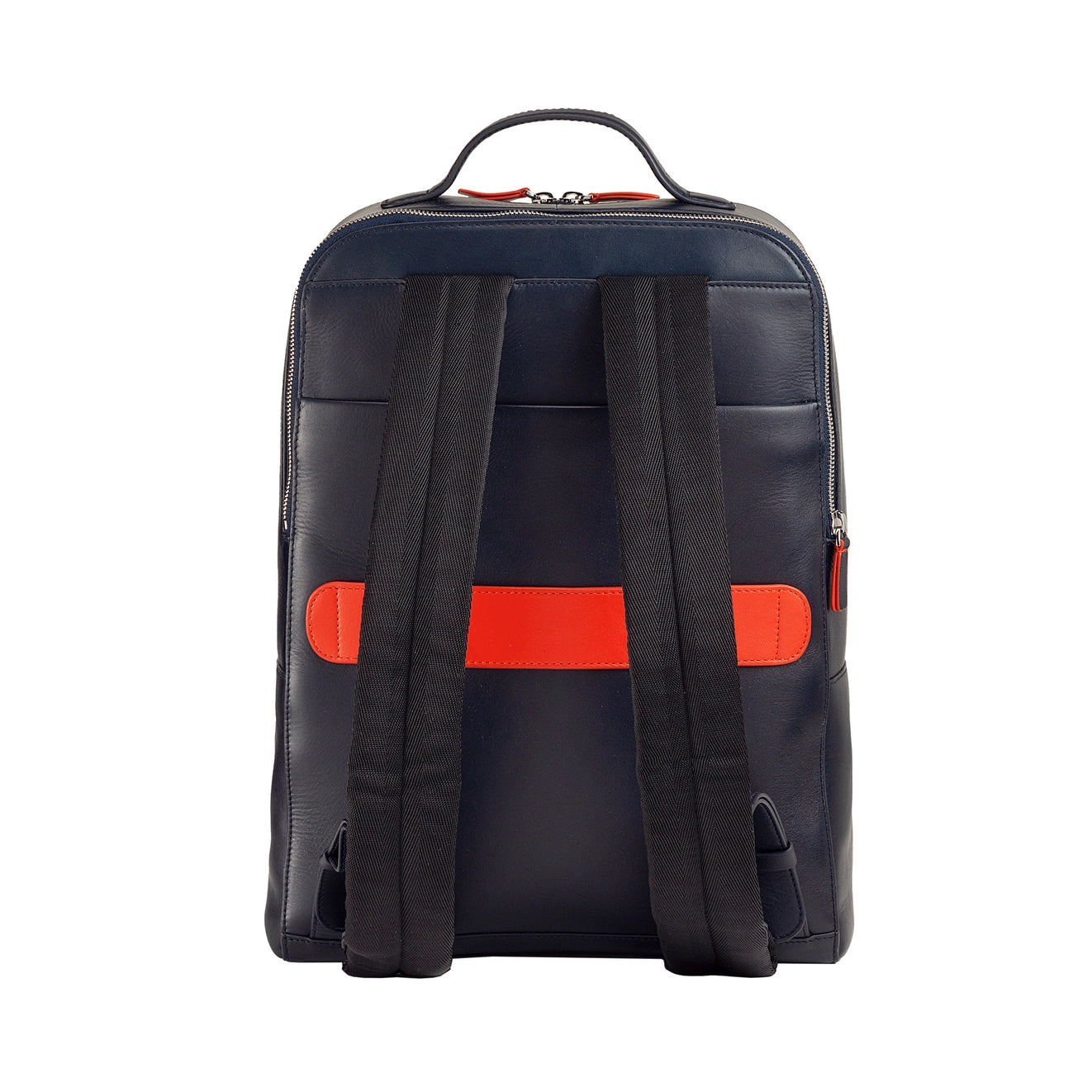 Zaino in Pelle per Laptop Dudu con Doppia Cerniera Blu Navy