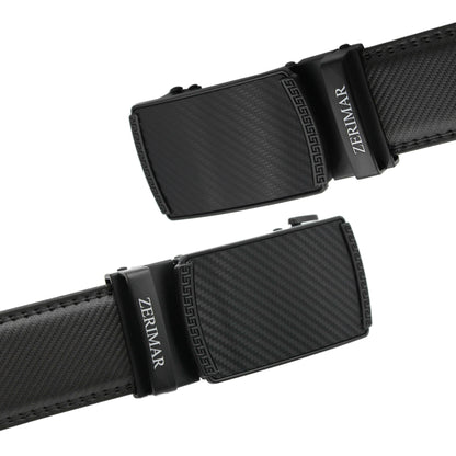 Cintura da uomo in pelle nero con fibbia automatica - larghezza 3,5 cm