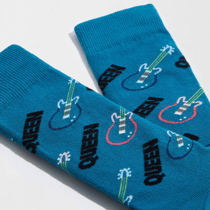 BeQueen Guitar Calzini in Cotone Biologico al 100%: Blu - Taglia 41/46