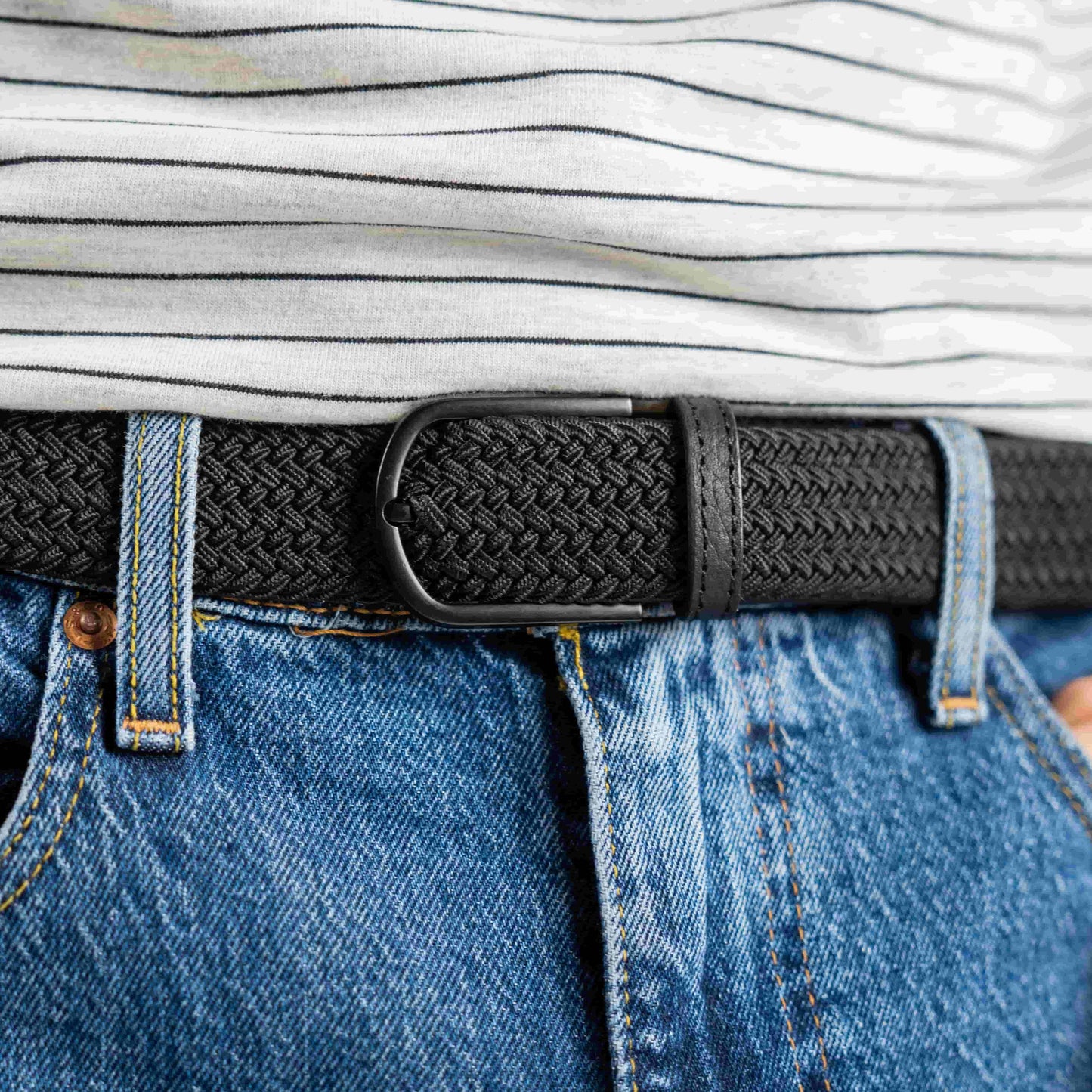 Cintura intrecciata elastica nera