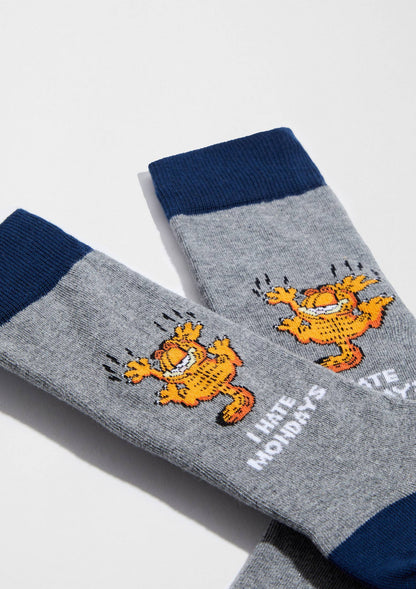 BeGarfield Odia i Lunedì Grigio - Calzini in Cotone 100% Biologico: Taglia 41/46