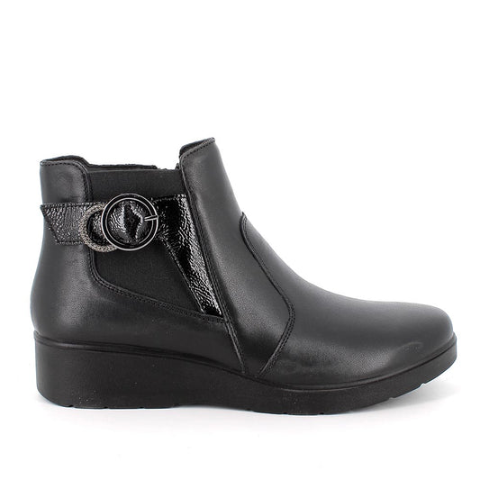 Stivaletto Donna Enval con Fibbietta in Pelle Nero