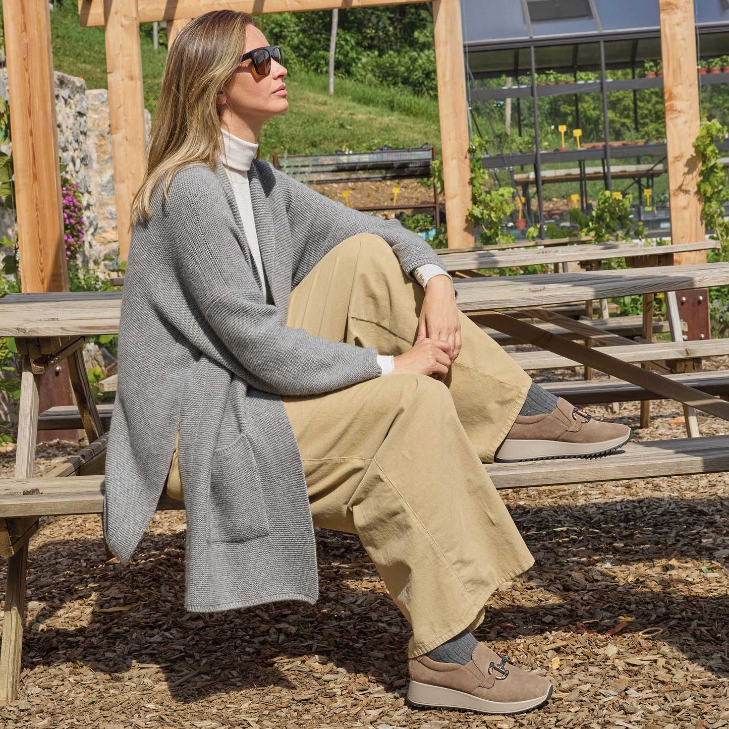 Mocassino Donna Enval in Pelle Scamosciata Fango