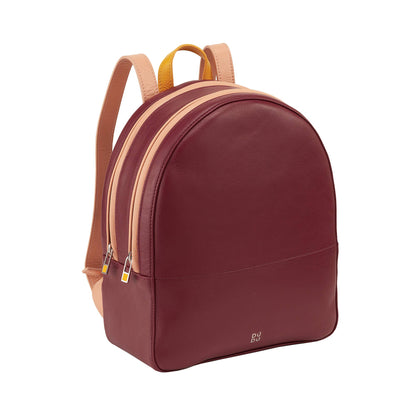 Zaino in pelle da donna Dudu con doppia cerniera bordeaux