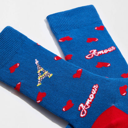 Calzini BeEmilyInParis Amour Blue - 100% Cotone Biologico: Taglia 36/40