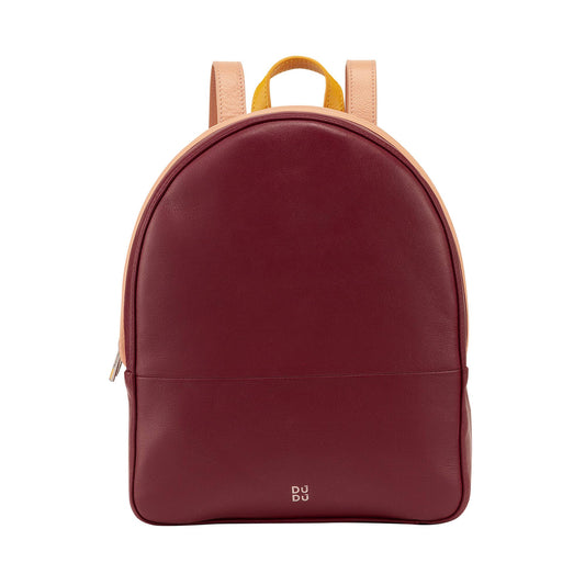 Zaino in pelle da donna Dudu con doppia cerniera bordeaux