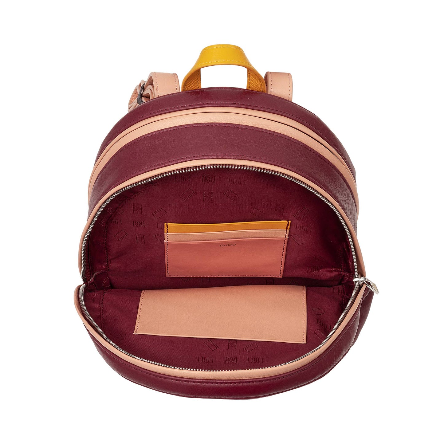 Zaino in pelle da donna Dudu con doppia cerniera bordeaux
