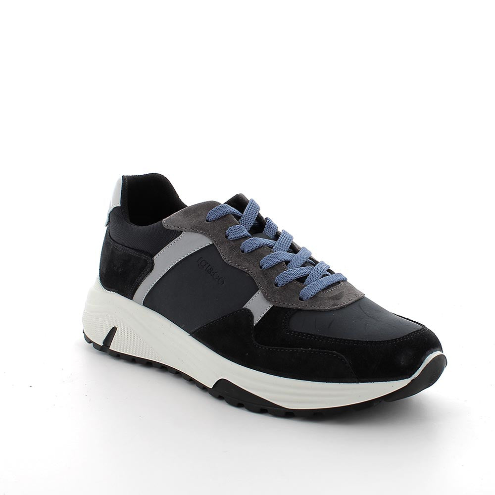 Sneakers Uomo Igi&Co in Pelle Blu riporti in Scamosciato