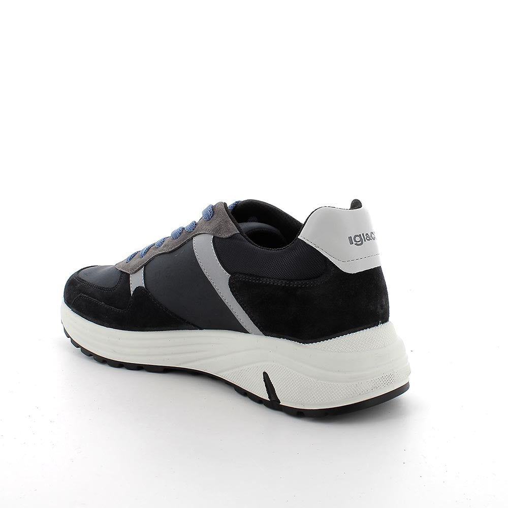 Sneakers Uomo Igi&Co in Pelle Blu riporti in Scamosciato