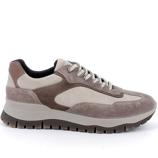 Sneakers Uomo Igi&co in Pelle Scamosciata Fango riporti Beige/Marrone