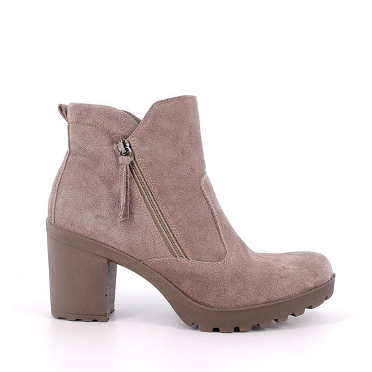 Stivaletto Donna Tacco con Zip Igi&Co in Pelle Scamosciata Fango