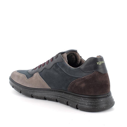 Sneakers Uomo Igi&co in Pelle Blu riporti in Fango