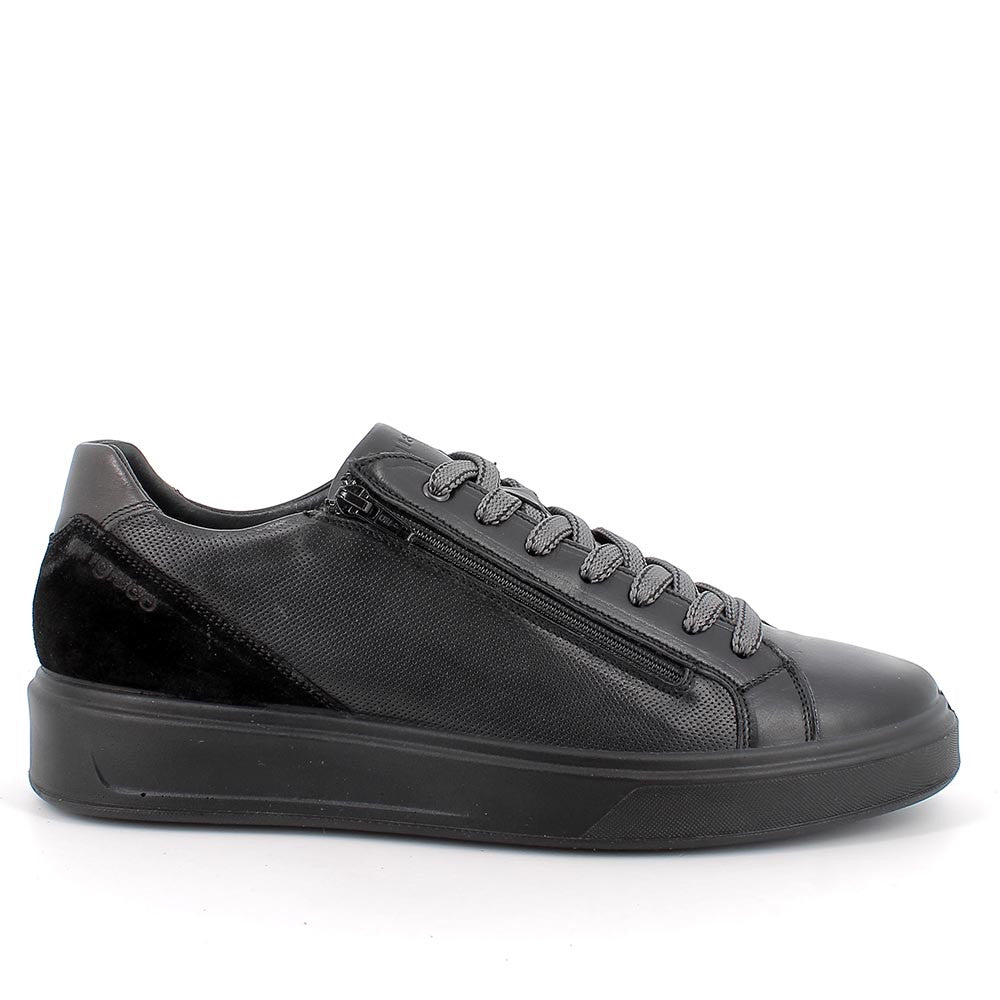 Sneakers Uomo Igi&co con cerniera in Pelle Nero