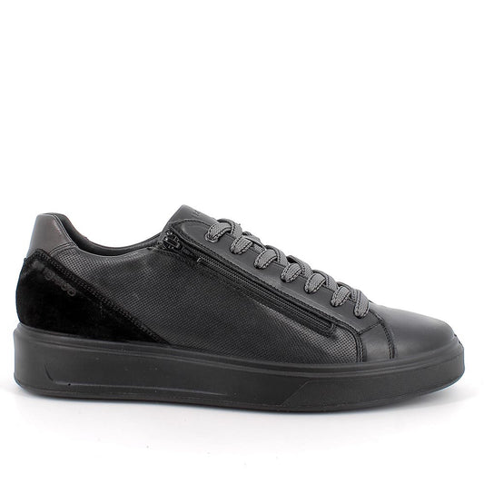 Sneakers Uomo Igi&co con cerniera in Pelle Nero