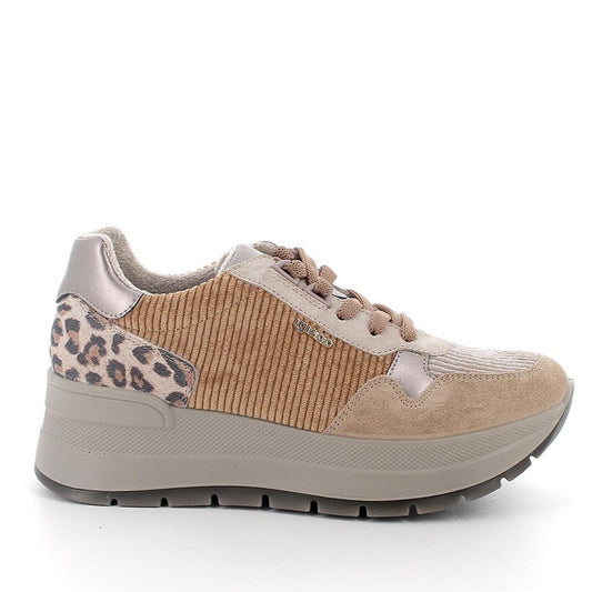Sneakers Donna Igi&co con Zeppa in Pelle Scamosciata e Tessuto Biscotto