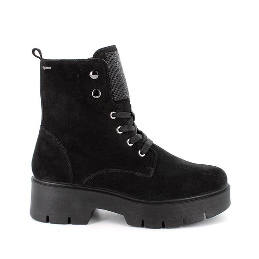 Anfibio Donna Igi&Co con Patta Brillantinata in Pelle Scamosciata Nero