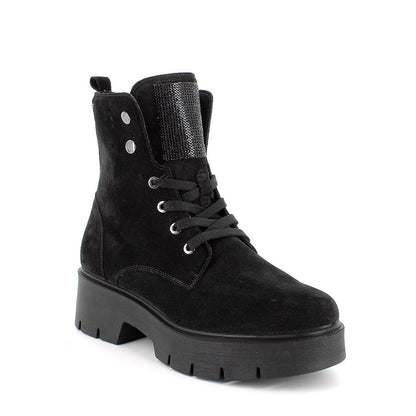 Anfibio Donna Igi&Co con Patta Brillantinata in Pelle Scamosciata Nero