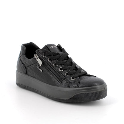 Sneakers Donna Igi&Co in Pelle laminata Nero