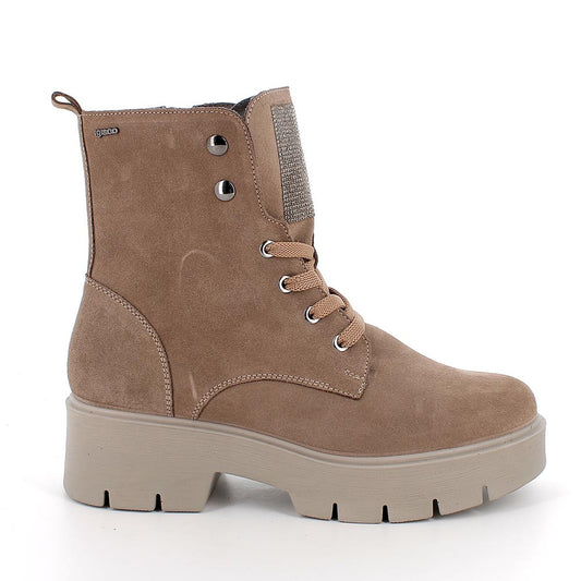 Anfibio Donna Igi&Co con Patta Brillantinata in Pelle Scamosciata Fango