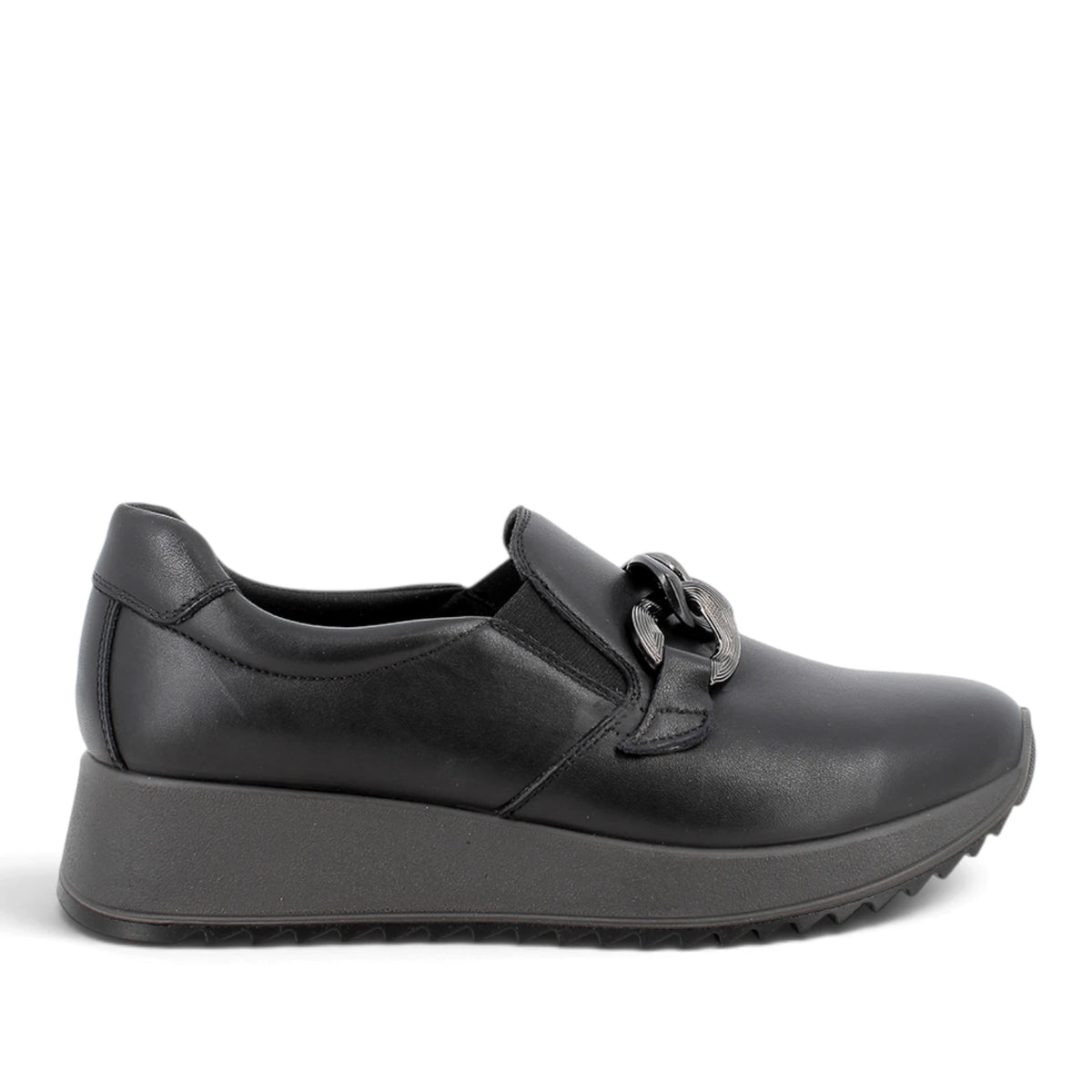 Mocassino Donna Enval in Pelle Nero con accessorio