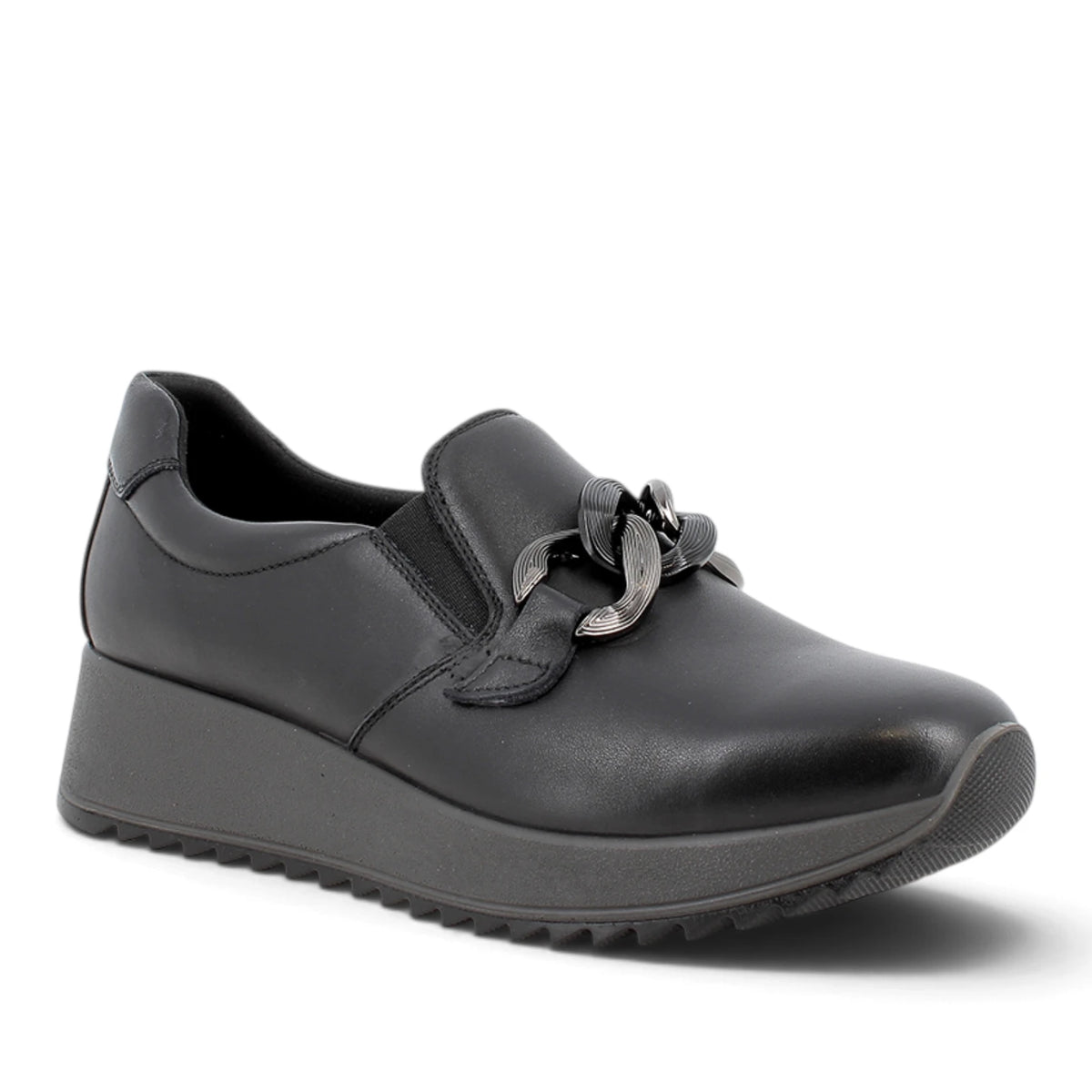 Mocassino Donna Enval in Pelle Nero con accessorio