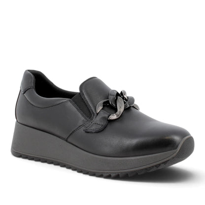 Mocassino Donna Enval in Pelle Nero con accessorio