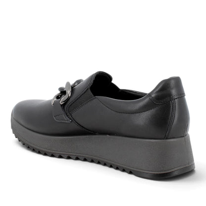Mocassino Donna Enval in Pelle Nero con accessorio