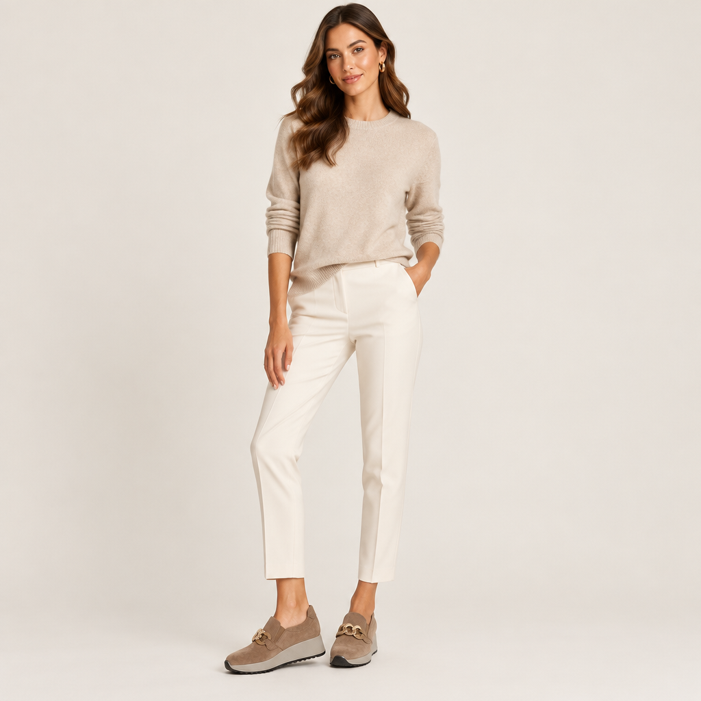 Mocassino Donna Enval in Pelle Scamosciata Fango con accessorio