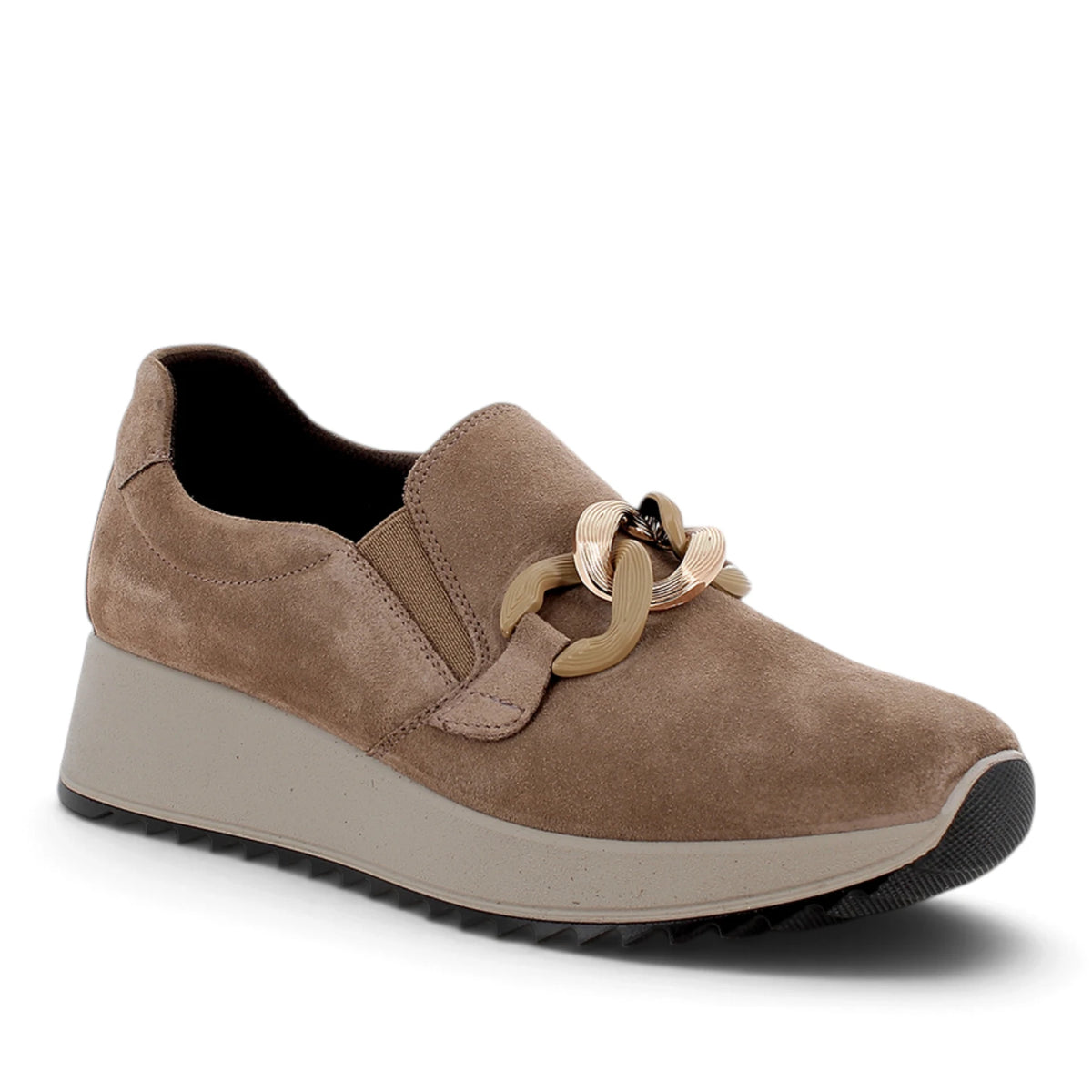 Mocassino Donna Enval in Pelle Scamosciata Fango con accessorio