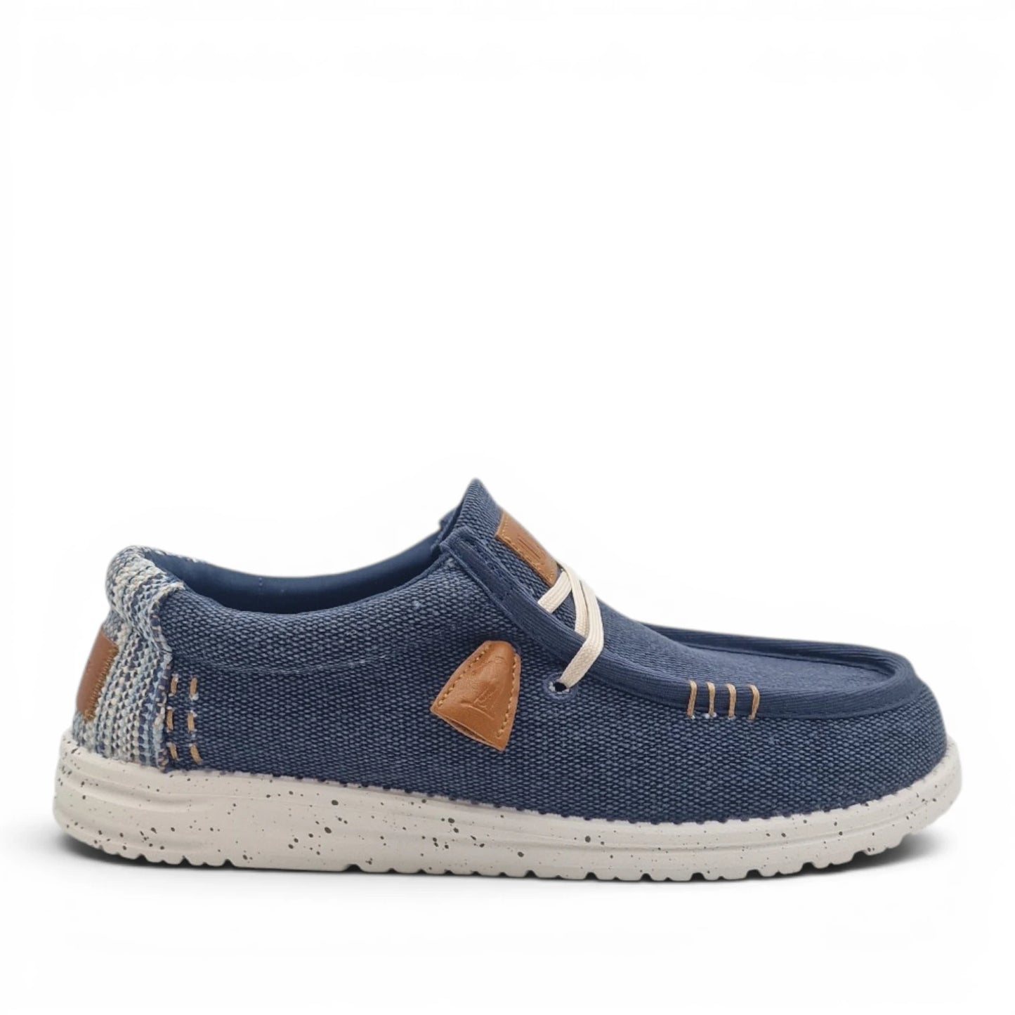 Mocassino Uomo U.S. GOLF CLUB in Tessuto Blu Jeans con Lacci Elastici e Sottopiede in Pelle