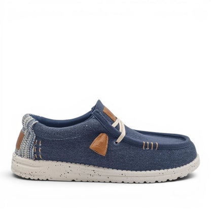 Mocassino Uomo U.S. GOLF CLUB in Tessuto Blu Jeans con Lacci Elastici e Sottopiede in Pelle