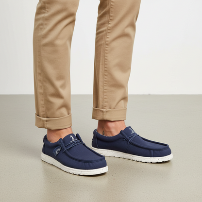 Mocassino Uomo U.S. GOLF CLUB in Tessuto Blu Navy con Lacci Elastici e Sottopiede in Pelle