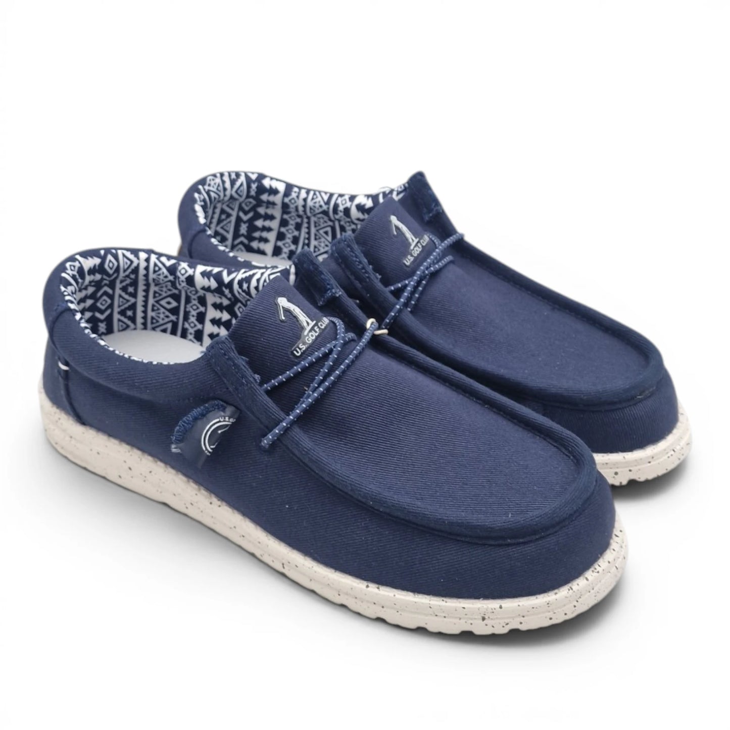 Mocassino Uomo U.S. GOLF CLUB in Tessuto Blu Navy con Lacci Elastici e Sottopiede in Pelle