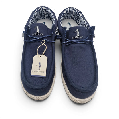 Mocassino Uomo U.S. GOLF CLUB in Tessuto Blu Navy con Lacci Elastici e Sottopiede in Pelle