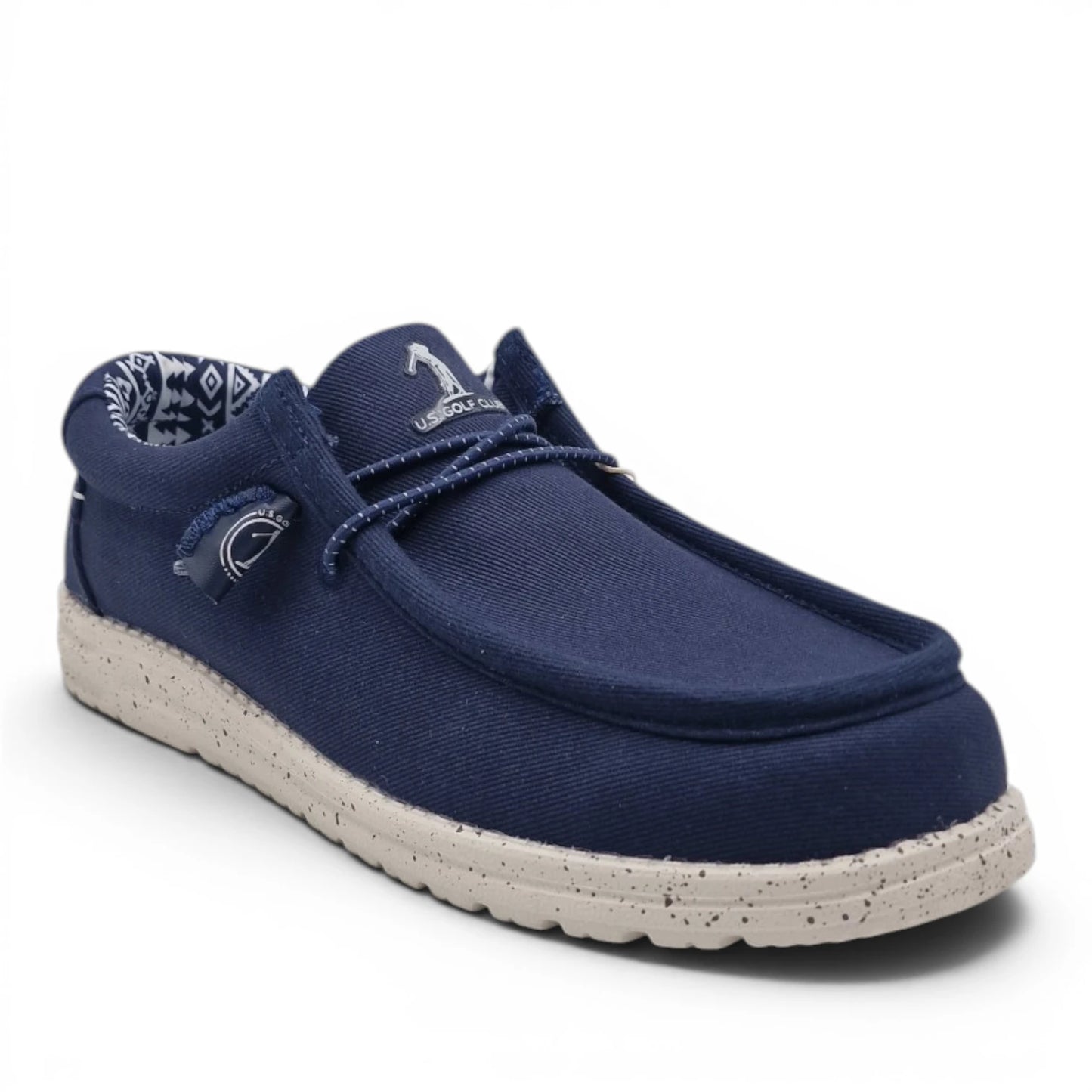Mocassino Uomo U.S. GOLF CLUB in Tessuto Blu Navy con Lacci Elastici e Sottopiede in Pelle