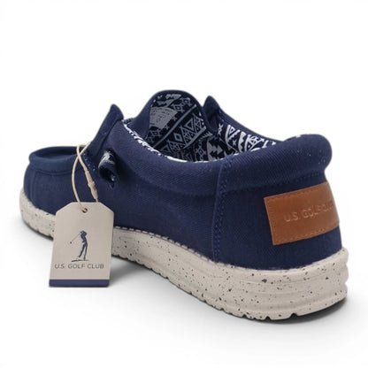 Mocassino Uomo U.S. GOLF CLUB in Tessuto Blu Navy con Lacci Elastici e Sottopiede in Pelle