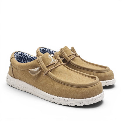 Mocassino Uomo U.S. GOLF CLUB in Tessuto Camel con Lacci Elastici e Sottopiede in Pelle