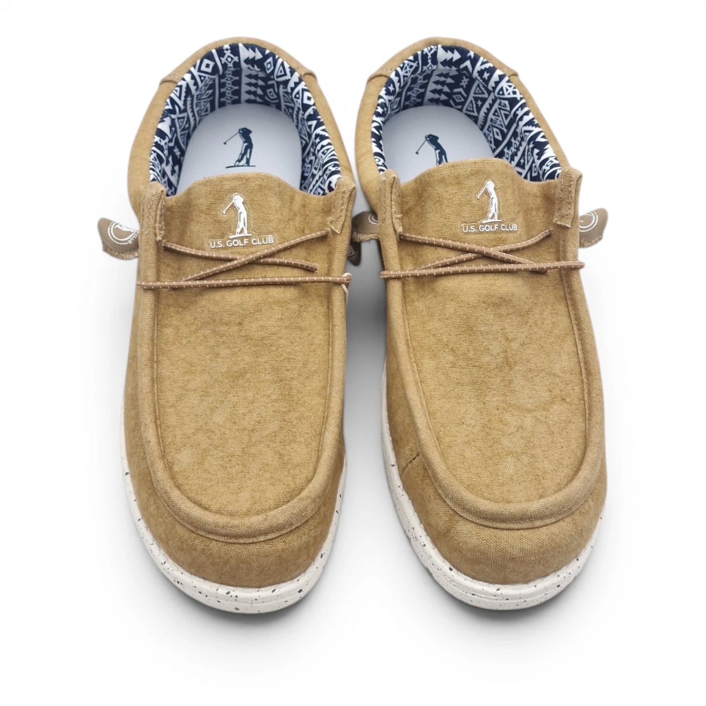Mocassino Uomo U.S. GOLF CLUB in Tessuto Camel con Lacci Elastici e Sottopiede in Pelle
