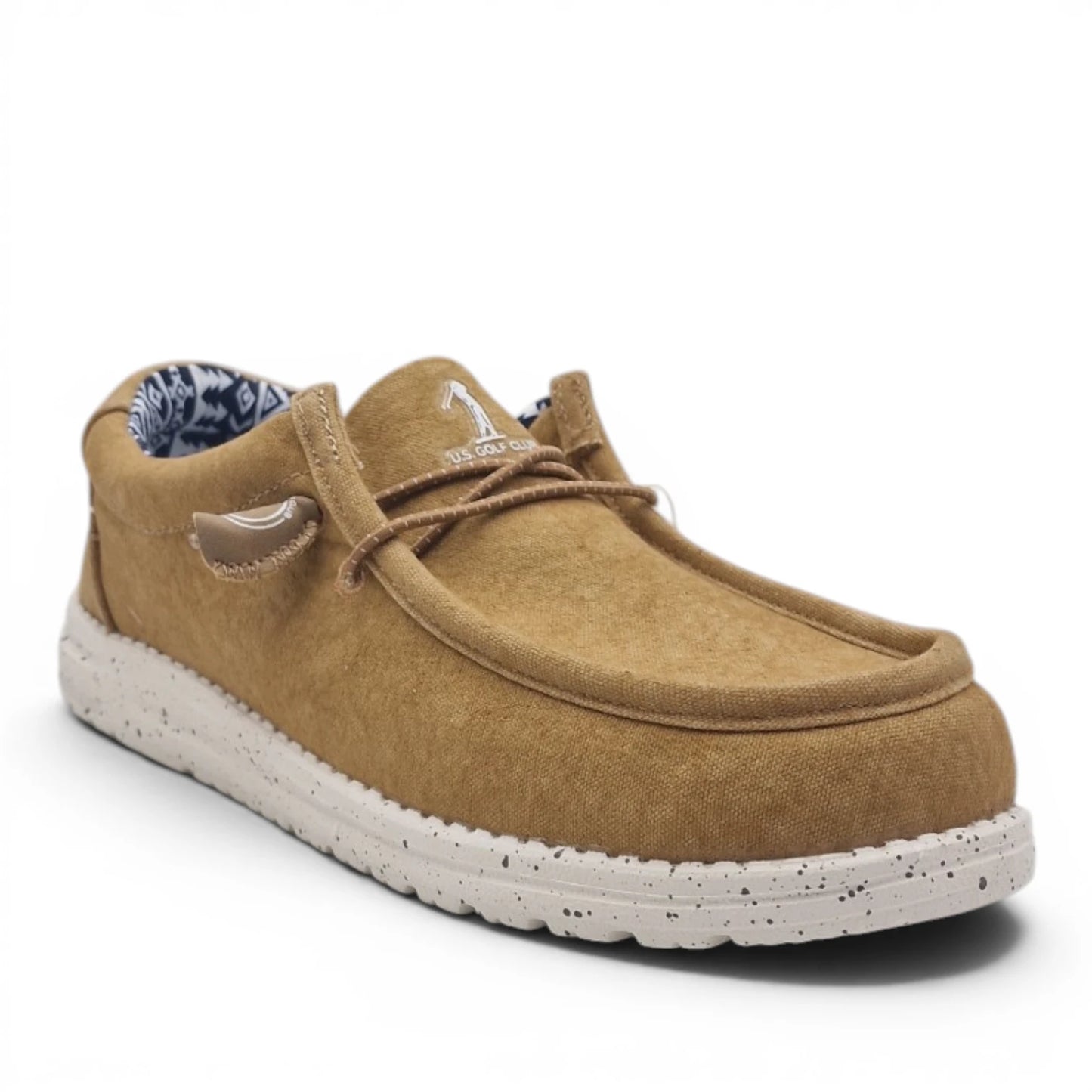 Mocassino Uomo U.S. GOLF CLUB in Tessuto Camel con Lacci Elastici e Sottopiede in Pelle