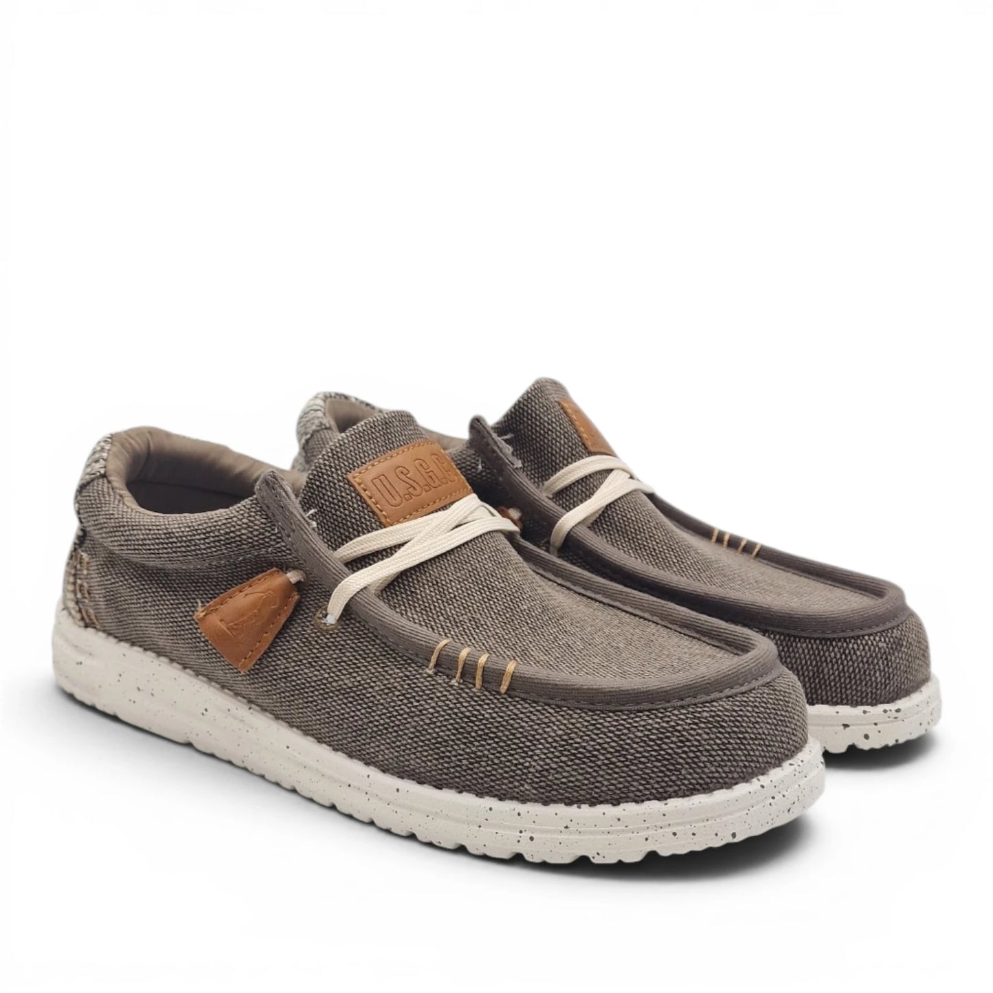 Mocassino Uomo U.S. GOLF CLUB in Tessuto Fango con Lacci Elastici e Sottopiede in Pelle