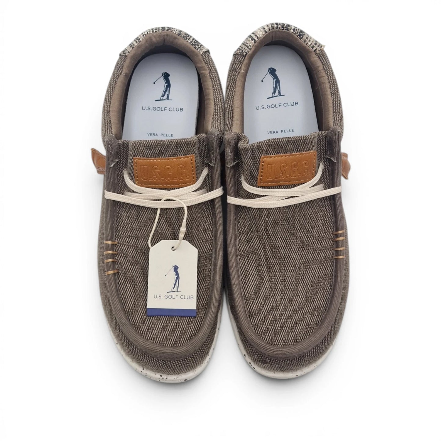 Mocassino Uomo U.S. GOLF CLUB in Tessuto Fango con Lacci Elastici e Sottopiede in Pelle