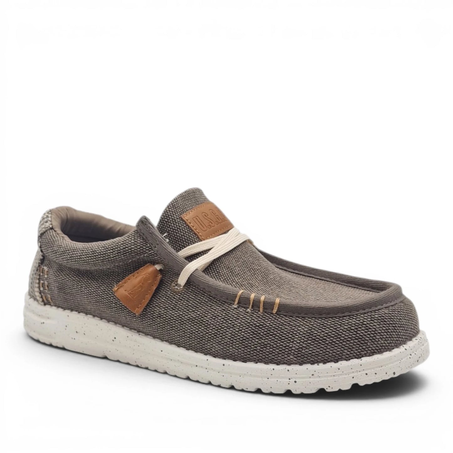 Mocassino Uomo U.S. GOLF CLUB in Tessuto Fango con Lacci Elastici e Sottopiede in Pelle