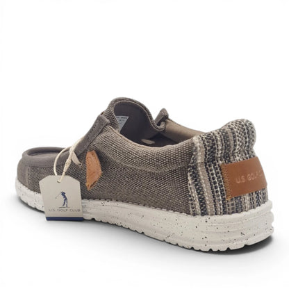 Mocassino Uomo U.S. GOLF CLUB in Tessuto Fango con Lacci Elastici e Sottopiede in Pelle