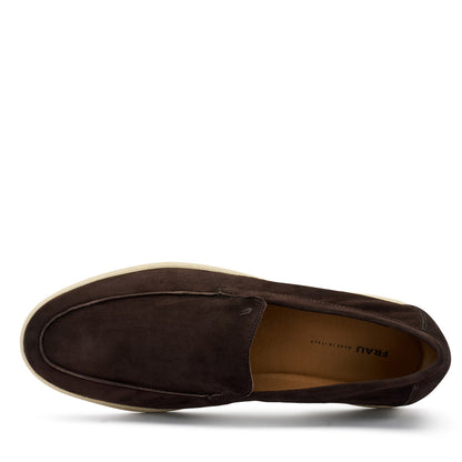 Mocassino Uomo Frau in Pelle Scamosciata Cacao